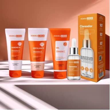 Kit Skincare Vitamina C Sabonete+Esfoliante+Gel Hidratante+Serum Clareador Dermachem