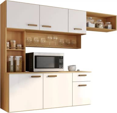 Cozinha Suspensa 6 portas 1 gaveta balcão Manu