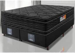 Cama Box King Colchão Ortofirm Black + Box 193x203x71 Double Face Espuma D33 Preto