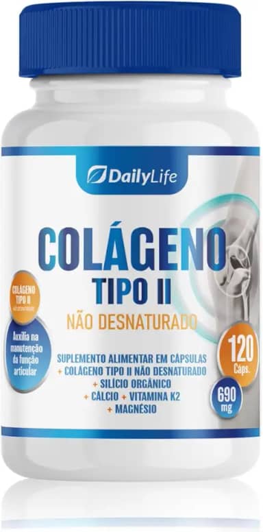 Colageno Tipo 2 Uc2 Collagen 40mg + Vitamina Calcio Magnesio 120 Capsulas Suplemento Collagen Tipo 2 Para Articulação - Daily Life