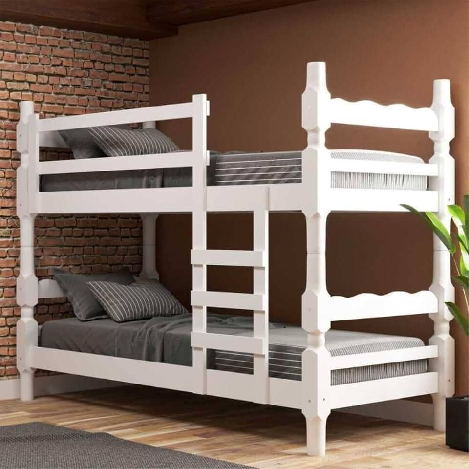 Beliche Madeira Maciça - vira 2 Camas - para Colchão 78/88 x 188cm Porto Multimóveis Vcr4138 Branco