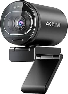 Webcam 4K com microfone, Webcam EMEET S600 Ultra HD 60FPS para transmissão com foco automático, capa de privacidade integrada, webcam USB 88°, ideal para jogos/ensino online/chamadas