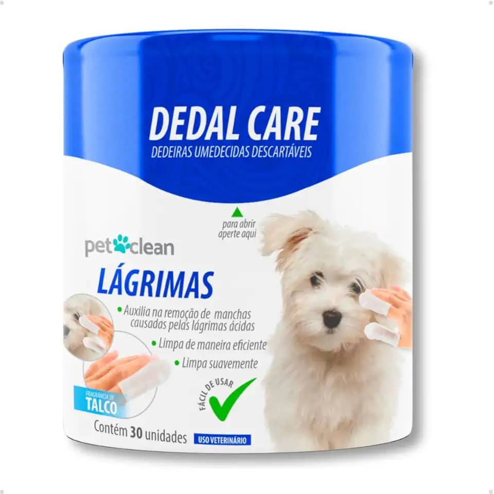 Dedeiras Umedecidas Dedal Care Lágrimas Ácidas Descartáveis Pet Clean - 30 Unidades