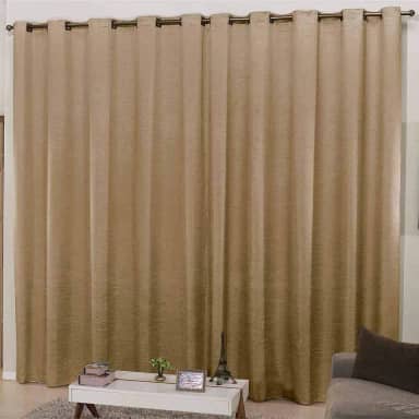 Cortina para Sala e Quarto 3,00m Larg. x 2,50m Altura Tecido Cetim Amassadinho - Avelã