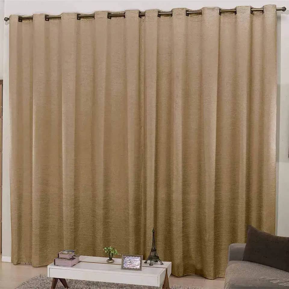 Cortina para Sala e Quarto 3,00m Larg. x 2,50m Altura Tecido Cetim Amassadinho - Avelã