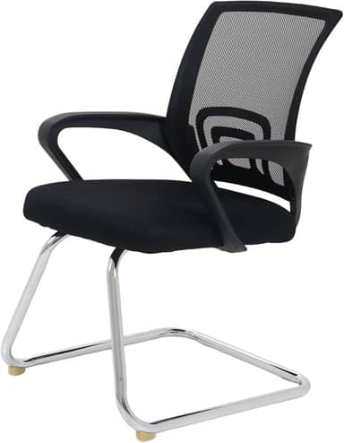 Cadeira De Escritório Com Base Fixa Cadeiras Inc, Tela Mesh Respirável, Suporta até 120kgs, Base Cromada Anti-Risco, Ergonômica Preta