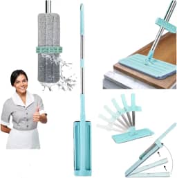 Mop Rodo Mágico 360 com Cabo Inox Limpeza Rápida e Eficiente! Rodo Multifuncional para Pisos Janelas e Vidros Ideal para Uso Doméstico e Profissional Fácil Manuseio - Lene