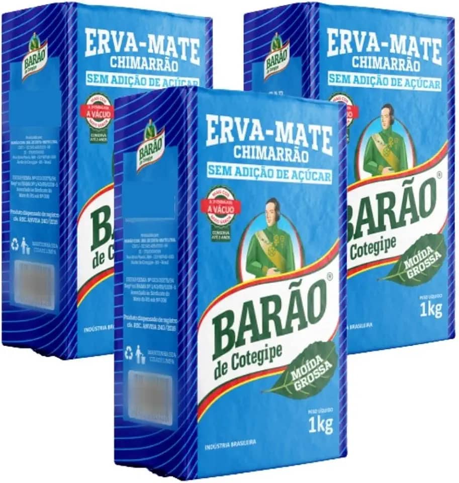 Kit Com Erva Mate Moída Grossa Barão Cotegipe Vácuo 1 kg Cada