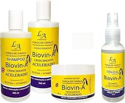 Kit Biovin-A Crescimento Capilar Rápido – Shampoo, Condicionador, Máscara e Tônico - Força de Cavalo Anti Queda e Fortificante 4 em 1