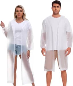 Ponchos de chuva reutilizáveis para adultos, mulheres, homens, pacote com 2 capas de chuva EVA, jaquetas de chuva portáteis embaláveis com capuz com cordão