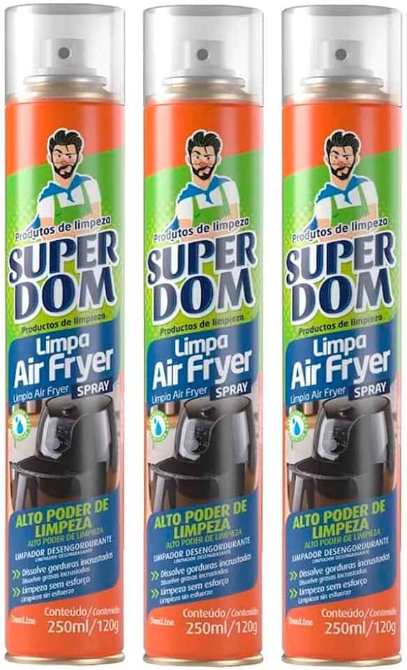 Kit 3 Limpa Air Fryer Super Dom 250ml Desengordurante