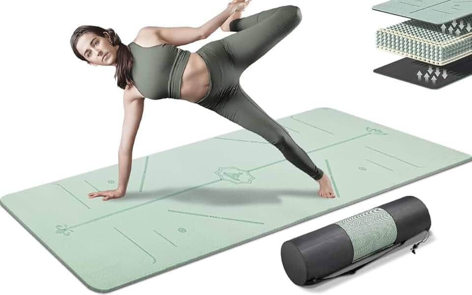 Tapete de Yoga, Tapete Yoga, 183 * 61cm Tapete para Yoga, Tapete Yoga Mat 6 Mm de Espessura, Pilates Tapete de Yoga Antiderrapante, Boa AderêNcia Yoga Tapete Material TPE