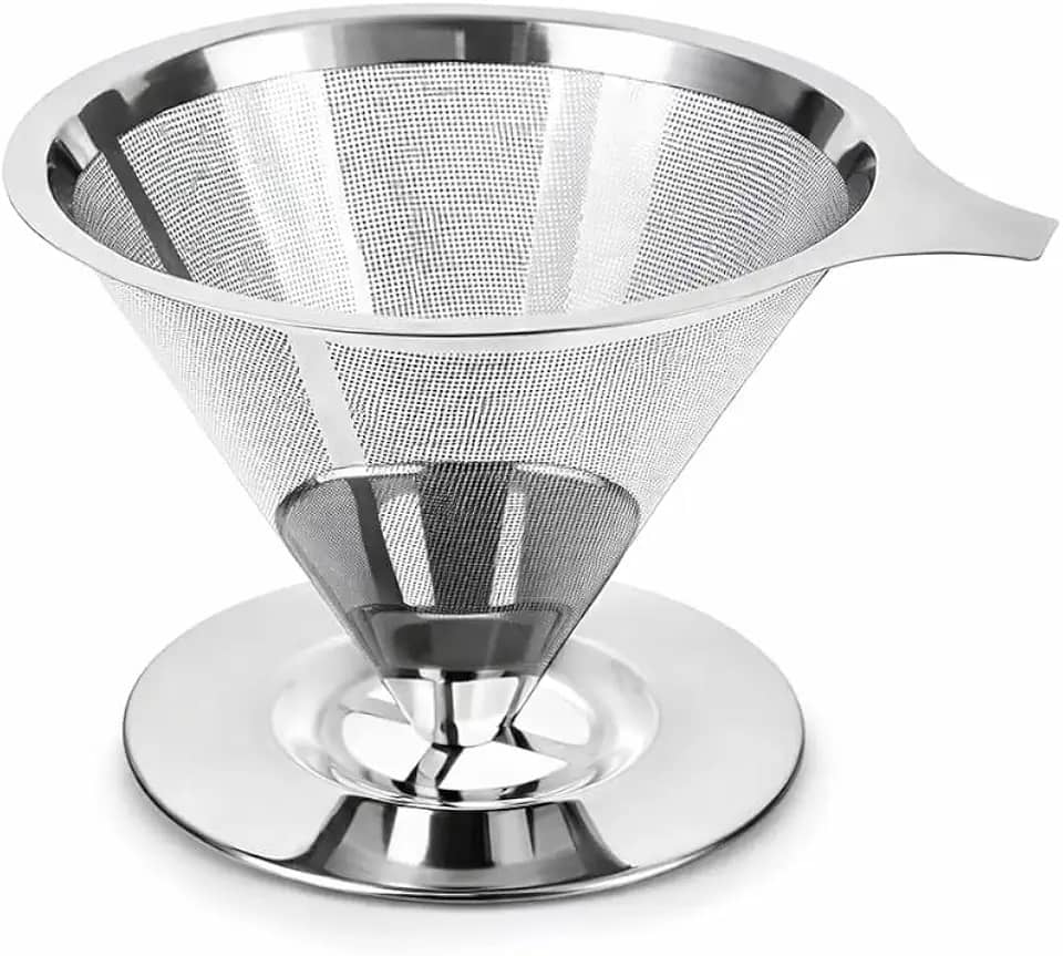 Coador de Café 103 Filtro Inox Reutilizável Fácil de Usar e Limpar, Preserva o Sabor Natural do Café, Peneira de Aço Durável e Sustentável, Sem Uso de Papel, Econômico e Ecológico Premium