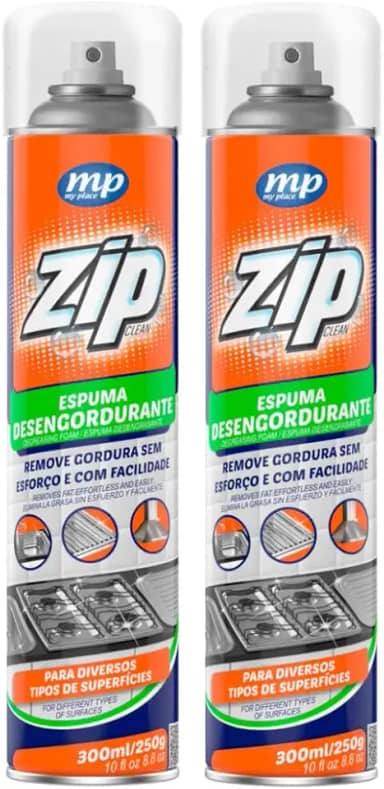 Kit 2 Espumas Desengordurantes ZIP 300ml - My Place | Limpeza Pesada de Fogões, Fornos, Microondas e Panelas