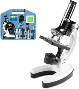 Microscópio com 3 Lentes (100X, 600X, 1200X) ， 12 Espécimes de Plantas, Adequado para Pesquisas de Hobby, Ensino