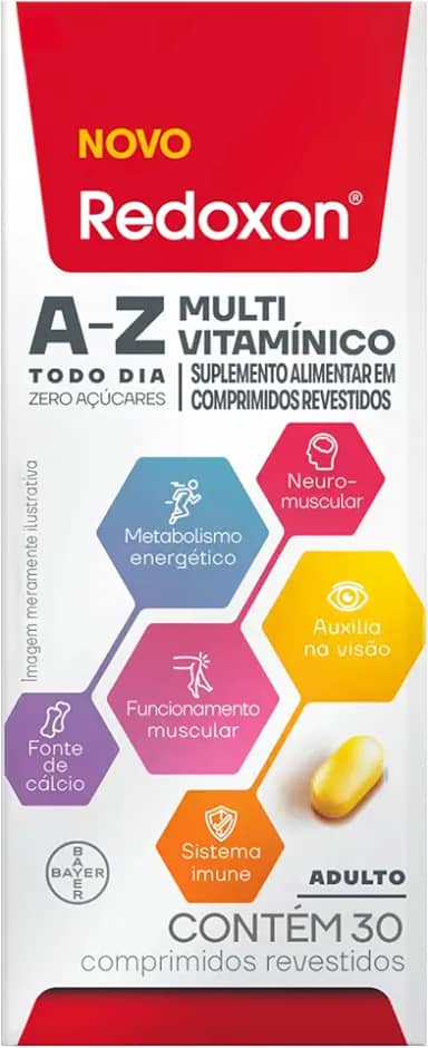 Redoxon Multivitaminico, Suplemento Alimentar, 30 Comprimidos, Fonte de Vitaminas, A, B12, C, D, Ferro, Zinco