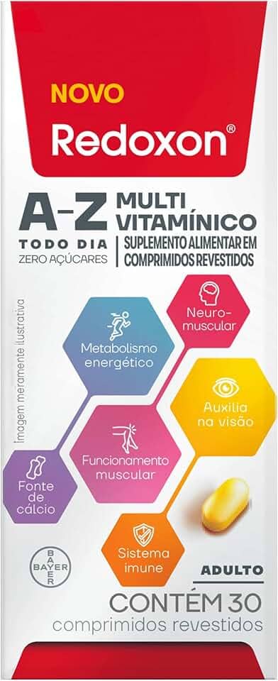 Redoxon Multivitaminico, Suplemento Alimentar, 30 Comprimidos, Fonte de Vitaminas, A, B12, C, D, Ferro, Zinco
