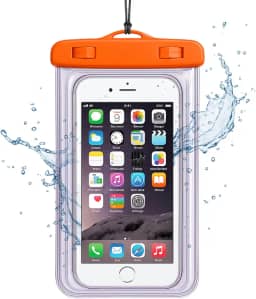 Capa Case para Celular a Prova D'Água Impermeável Transparente Universal Proteção Completa IPX8 Sensível ao Toque Ideal para Praia Trilhas Piscina Viagens (LARANJA)