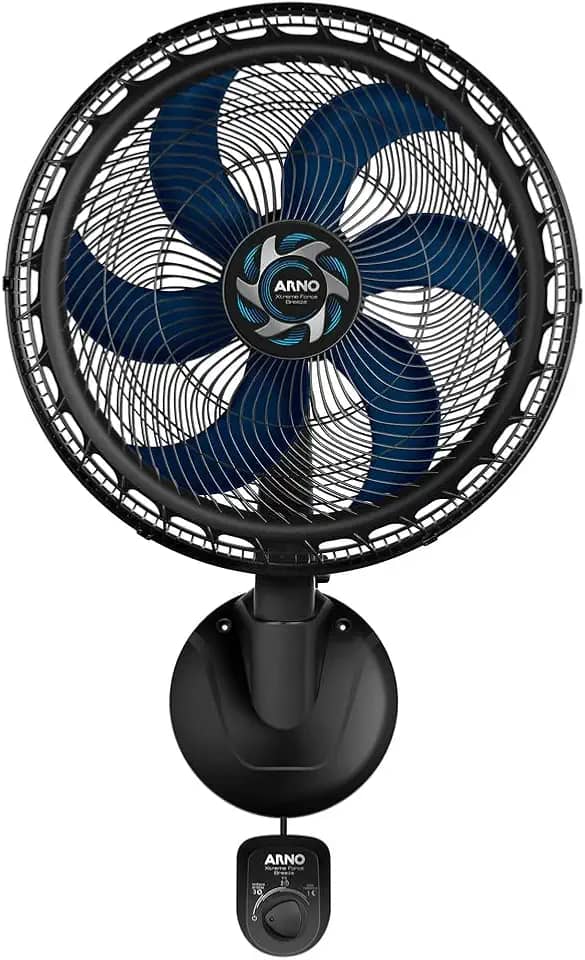 Ventilador de Parede Arno Xtreme Force Breeze 50cm VB51, 126W, 6 Pás, 3 Velocidades, Modo Sono Tranquilo, Oscilação 80º, 220V