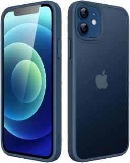 JETech Capa Fosca para iPhone 12/12 Pro 6,1 Polegadas, Case Proteção Contra Quedas à Prova de Choque, Capinha Traseira Translúcida Fosca para Telefone, Anti-Impressão Digital (Azul-Tempestade)