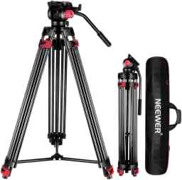 HollyWave Tripé de Vídeo 200cm Profissional Tripé de Câmera de Liga de Alumínio com Cabeça de Arrasto Fluido de 360°, Placa de Liberação Rápida Compatível com Câmeras Dslr e Outras Câmeras de Vídeo