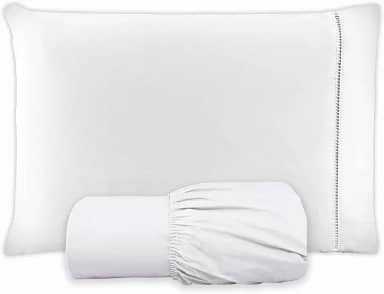 Jogo de Lençol SOLTEIRO 2 Peças 100% Algodão 200 Fios Lençol Com Elastico Lençol e Fronha Com PONTO PALITO (BRANCO, SOLTEIRO 2 PEÇAS)