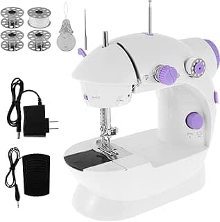 Máquina de costura, mini máquina de costura portátil elétrica para iniciantes, máquina de costura portátil com leve e pequena máquina de costura com kit de costura para uso doméstico, viagens