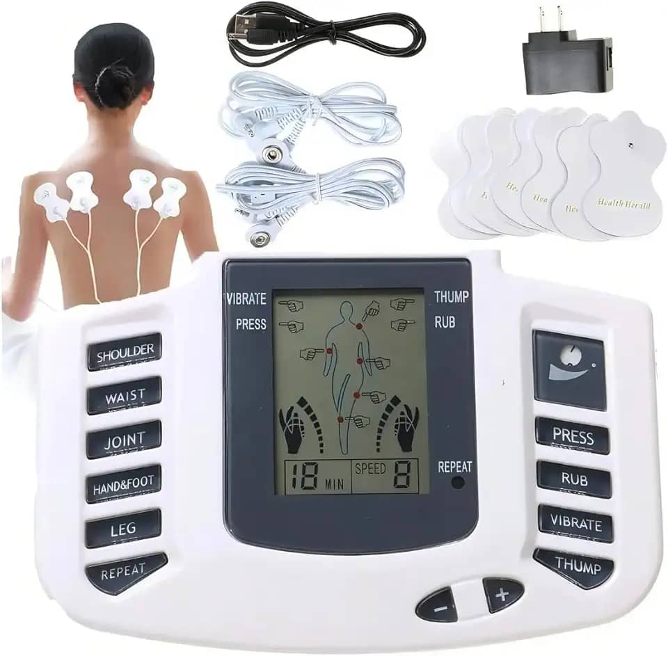 Aparelho Massageador Eletroestimulador Digital Portátil – Fisioterapia Com Eletrodos, Alívio De Dores, 8 Modos + 10 Intensidades