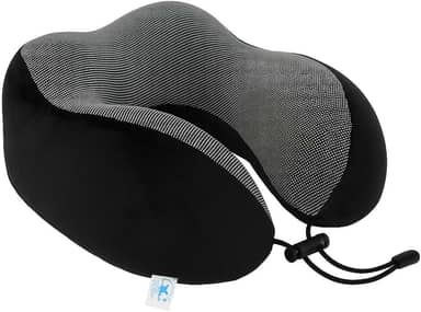 Travesseiro de Pescoço Formato U para Viagem Avião Carro Ônibus Almofada Ortopédica Ergonômica com Espuma Viscoelástica para Cervical, Cabeça e Pescoco Adulto - NRSHOP (Preto)