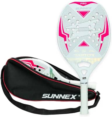 Sunnex - Raquete Beach Tennis Carbono 3K Pro Sunnex Raptor Rosa