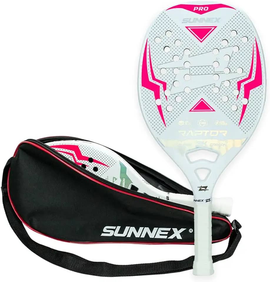 Sunnex - Raquete Beach Tennis Carbono 3K Pro Sunnex Raptor Rosa