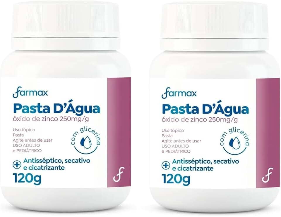 Kit 02 Un Pasta D’Água com Glicerina e Óxido de Zinco 120g Alívio Imediato para Assaduras, Brotoejas, Queimadura Solar e Irritações Dupla Proteção e Cuidado Diário para Bebês e Adultos