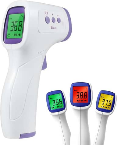 Termômetro Digital Infravermelho 3 em 1, Medição Sem Contato, LCD com Alarme de Febre, para Corpo, Líquidos e Alimentos