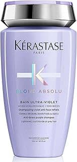 Kérastase Shampoo Blond Absolu Bain Ultra-Violet, Cabelos loiros, descoloridos, Hidratação, neutraliza os tons amarelados, Ácido Hialurônico, Flor de Edelweiss, 250 ml