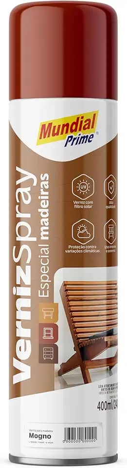 Verniz Spray Especial Madeira, MUNDIAL PRIME, Mogno, AE0100155