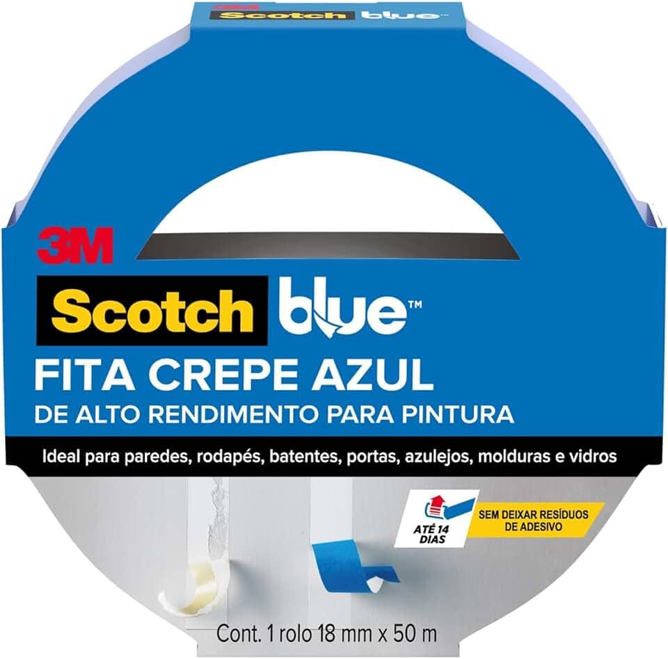 Scotch, 3M, Bluetape, Fita Crepe Profissional - 18 mm x 50 m
