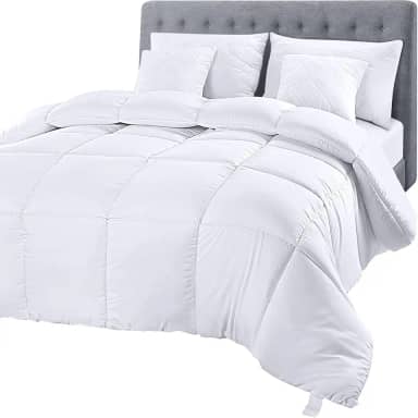 Utopia Bedding Edredom edredom – Edredom acolchoado com abas de canto – Edredom alternativo costurado em caixa (Queen, branco)