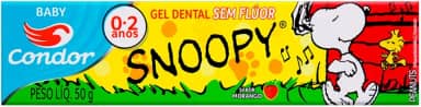 Condor Gel Dental Infantil Sem Flúor Snoopy Sabor Morango 50G
