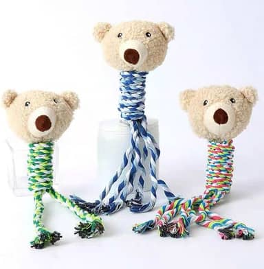 Brinquedo de Pelúcia para Cachorro com Apito Ursinho Com Corda