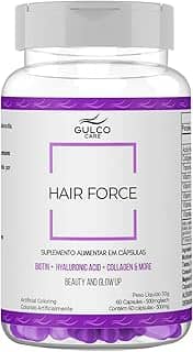 Hair Force - Cabelo, Pele e Unhas - Biotina Alto Teor, Colágeno, Vitaminas e Minerais Essenciais - 60 Cápsulas, Suplemento Alimentar GULCO CARE