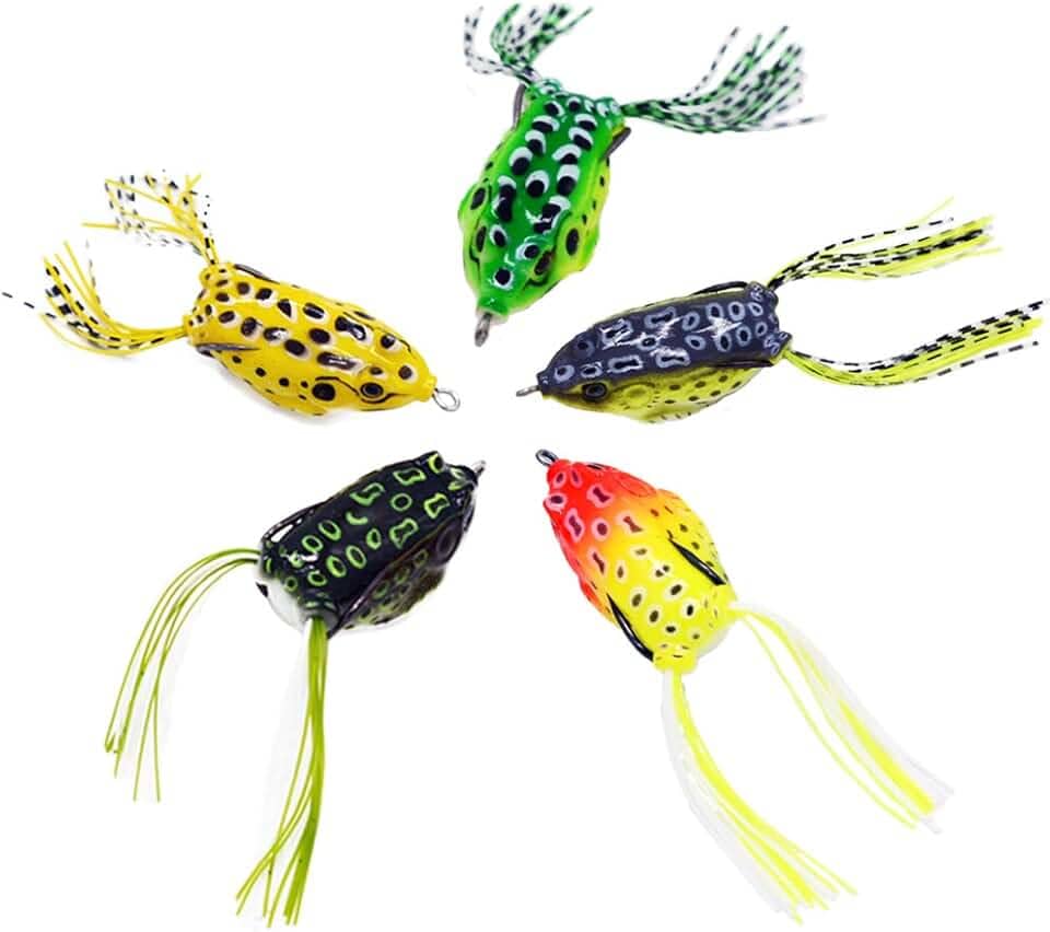 Kit 5 Iscas Artificiais Superfície Frog Sapo Sapinho Rã 5,5cm 12g Pesca Esportiva Traíra Tucunaré Dourado Pesque Pague Rio Represa