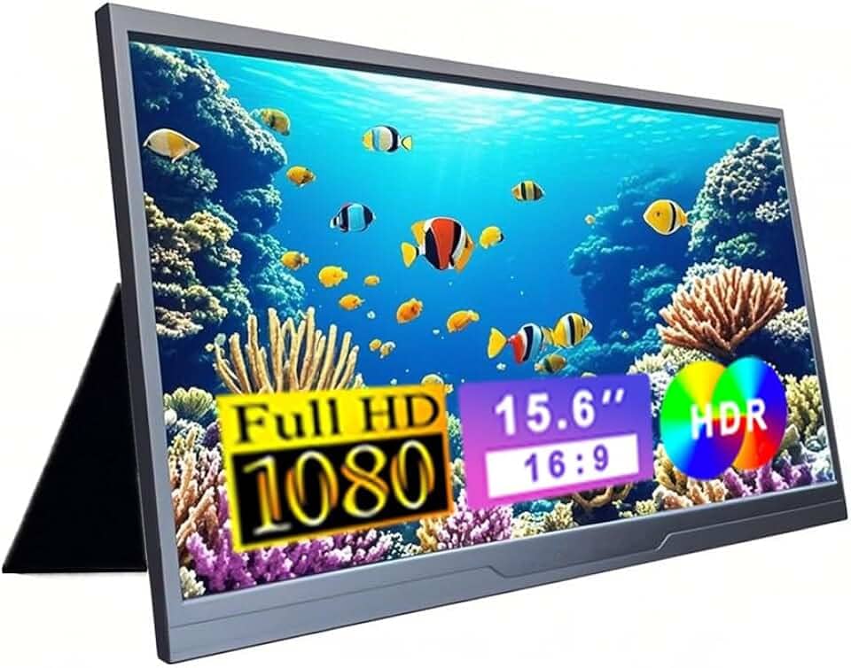 Monitor Portátil 15,6'' FHD 1080P IPS Extensor De Tela Ultra com Alto-falantes e Suporte Conectividade USB Tipo C HDMI para Laptop Notebook PC Celular Trabalho Jogos