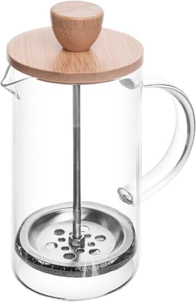 WOLFF - Cafeteira Prensa Francesa de Vidro Borossilicato e Tampa de Bambu - Capacidade 600ml