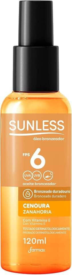 Bronzeador Sunless Cenoura FPS 6 óleo com 120ml