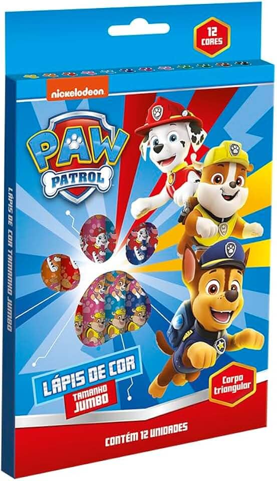 Lapis Cor Jumbo Patrulha Canina 12 Cores - Tris