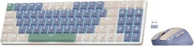Kit Mouse e teclado mecânico sem fio Redragon BS-8772 CB Creme e Azul