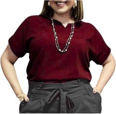 Blusa Plus Size Social Feminina Manga Curta Soltinha Camisa Social Tamanho Grande Alfaiataria Elegante
