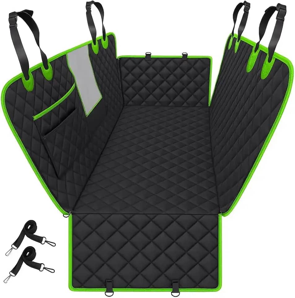 Capa Pet Impermeável para Carro – 4 em 1 com Proteção Total, Antiderrapante, Acolchoada e com Cinto de Segurança | Para Cães e Gatos (Verde)