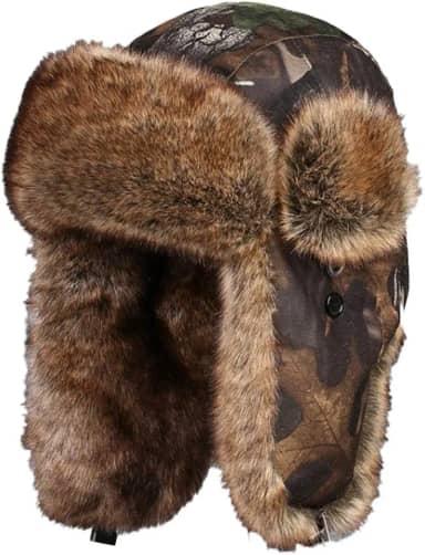 Oncefirst Chapéu caçador unissex russo quente pele sintética esqui inverno caça