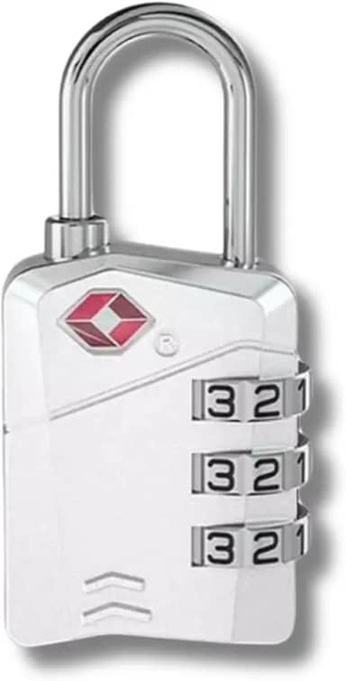 Cadeado de Combinação TSA, 3 Dígitos, Trava de Segurança para Mala Bagagem lock004 (Prata)